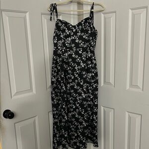 SHEIN Black and White Floral Midi Dress